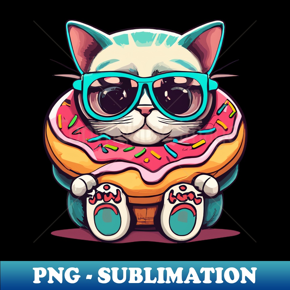 cat and donut - Sublimation-Ready PNG File - Instantly Trans - Inspire ...
