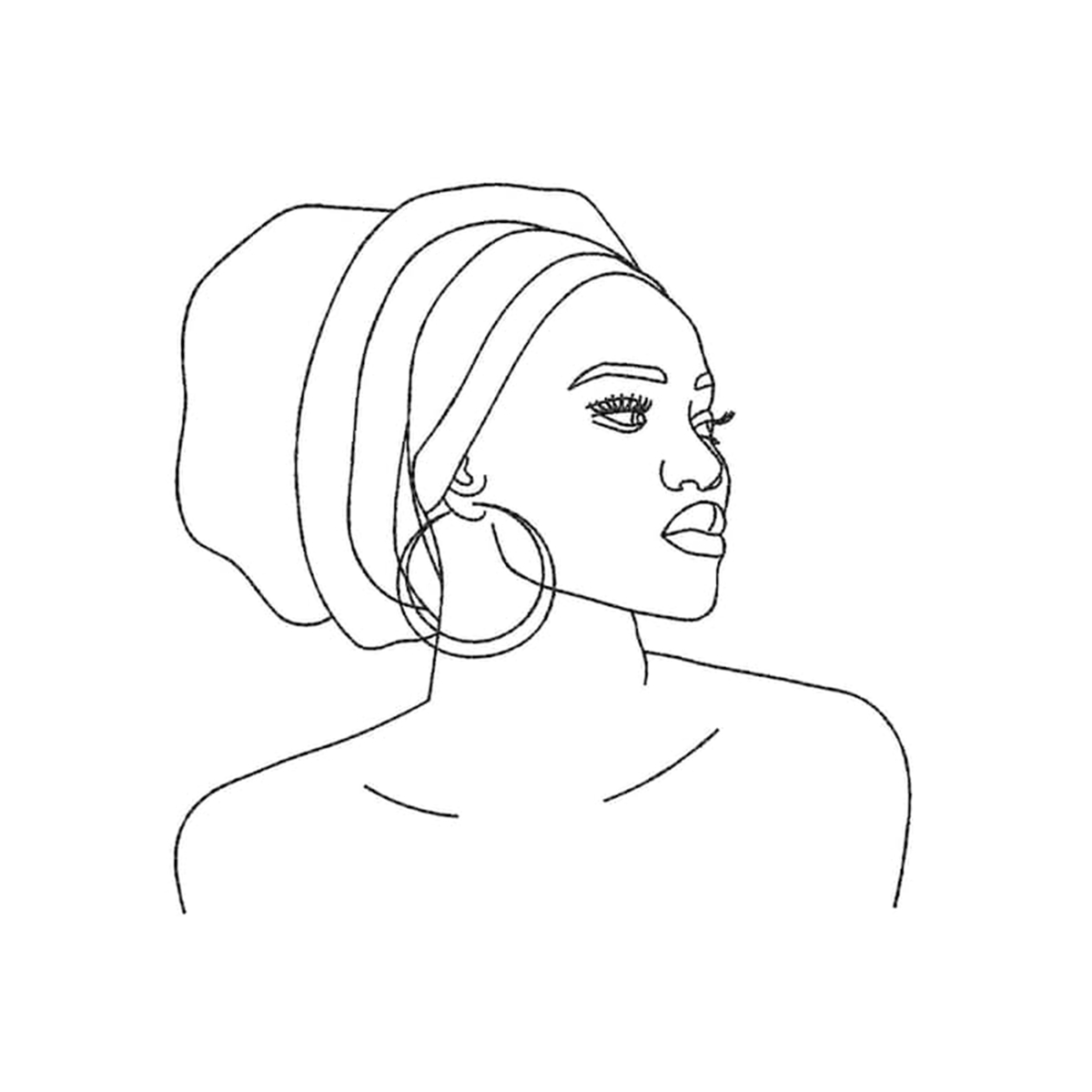 Beautiful African Woman Embroidery Design, Line Art Embroide | Inspire ...