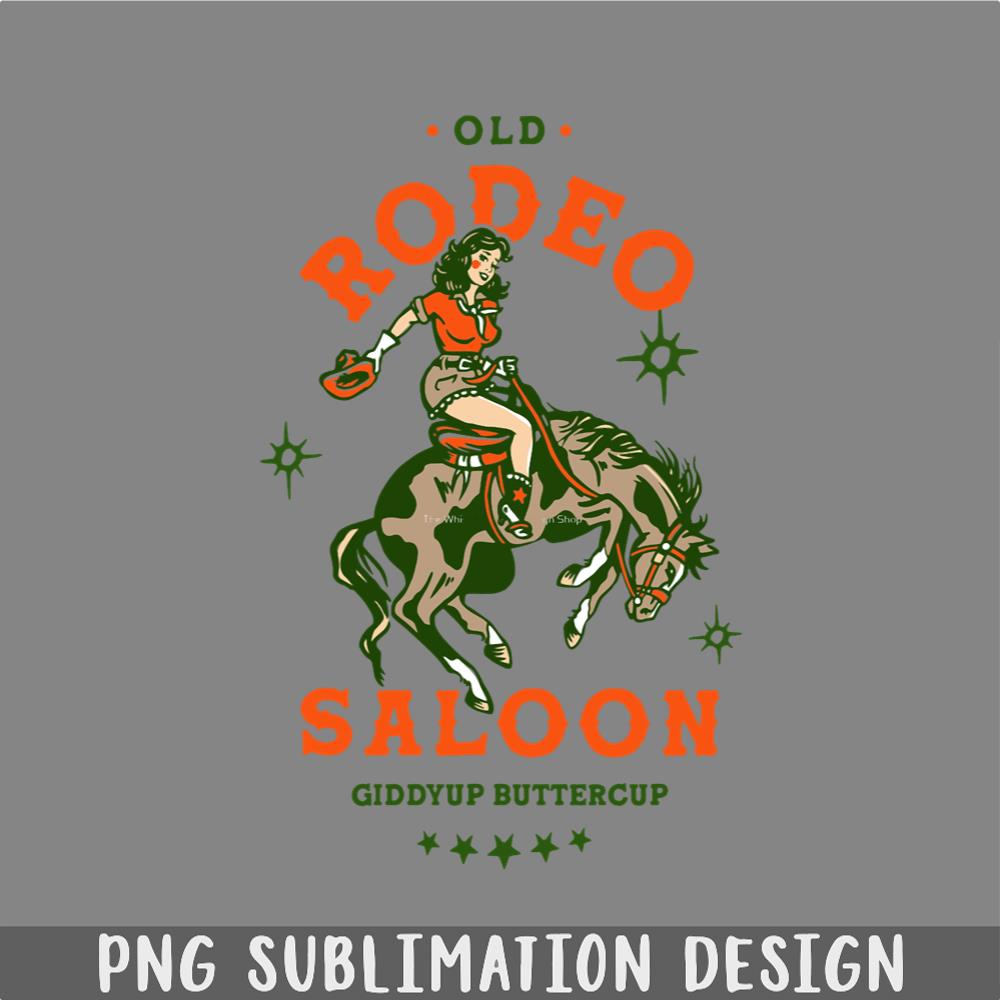Pinup Rodeo Old Rodeo Saloon Giddyup Buttercup Vintage Cowgirl Pinup PNG | Inspire ...