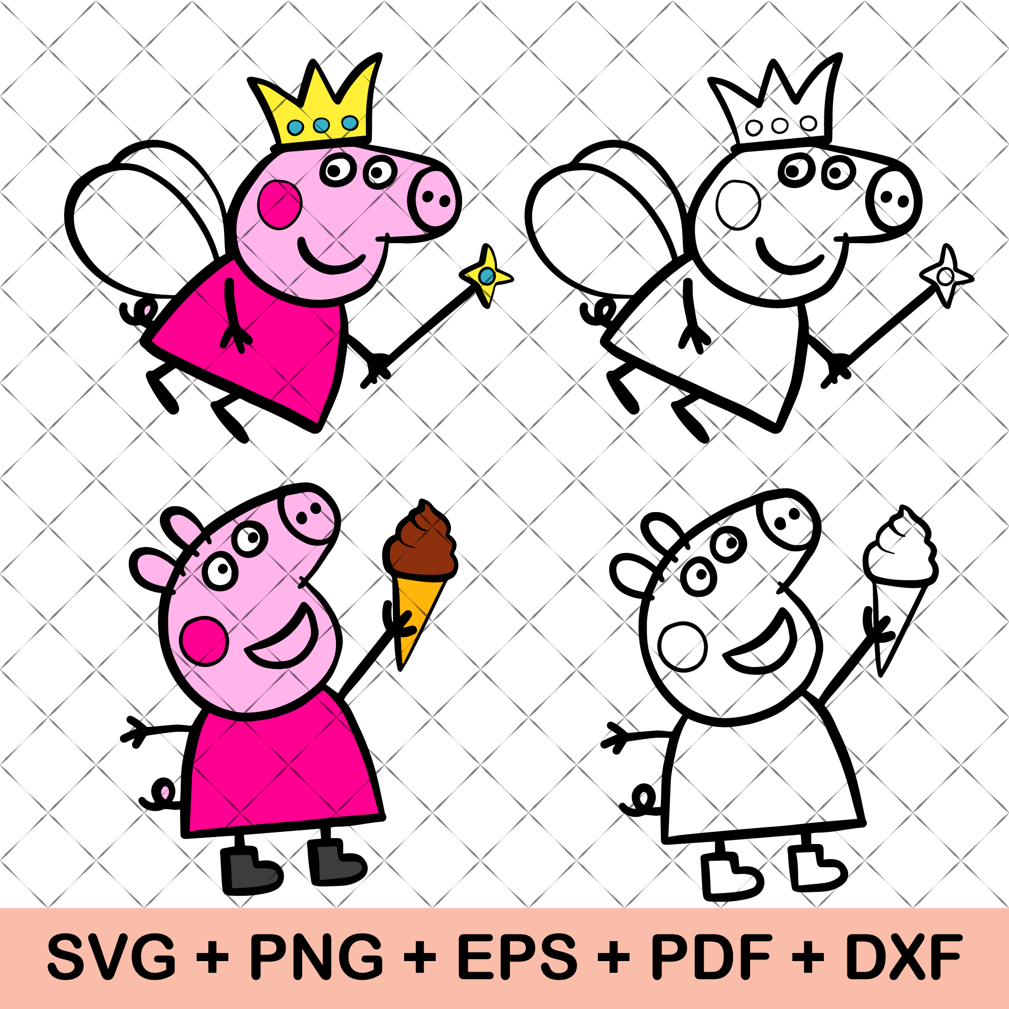Peppa Pig PNG Bundle, Peppa Pig Clipart, Peppa Pig Cut File, | Inspire ...
