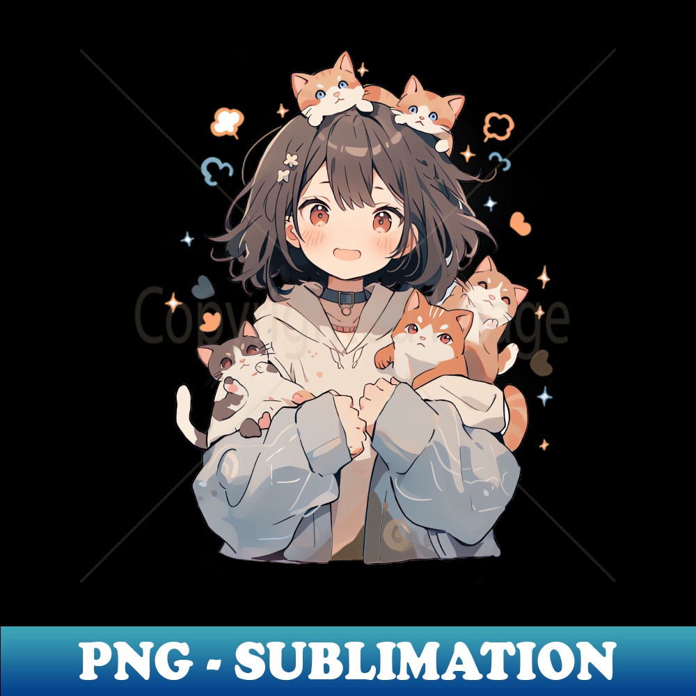 Anime Cat Tee Neko-Friendly Anime Girl - PNG Transparent Sub | Inspire ...