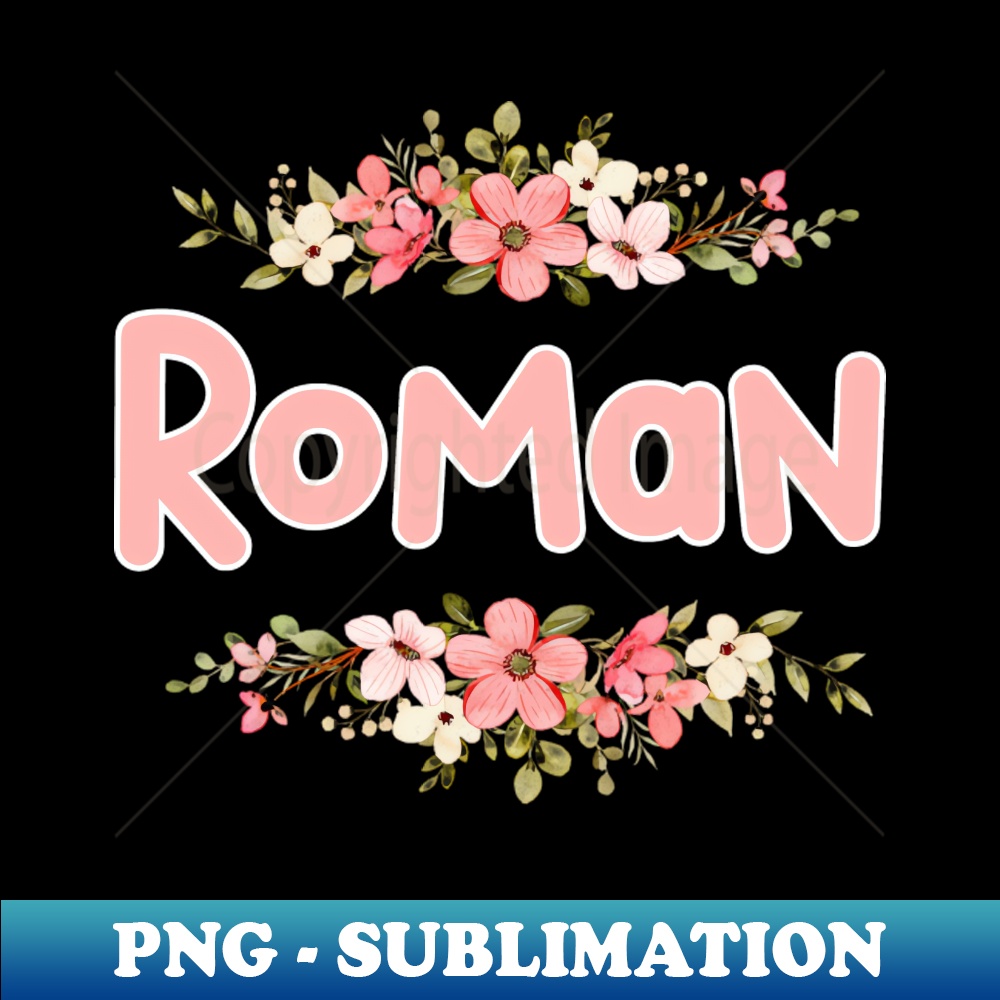 Flower Border Roman Name Label - Modern Sublimation PNG File | Inspire ...