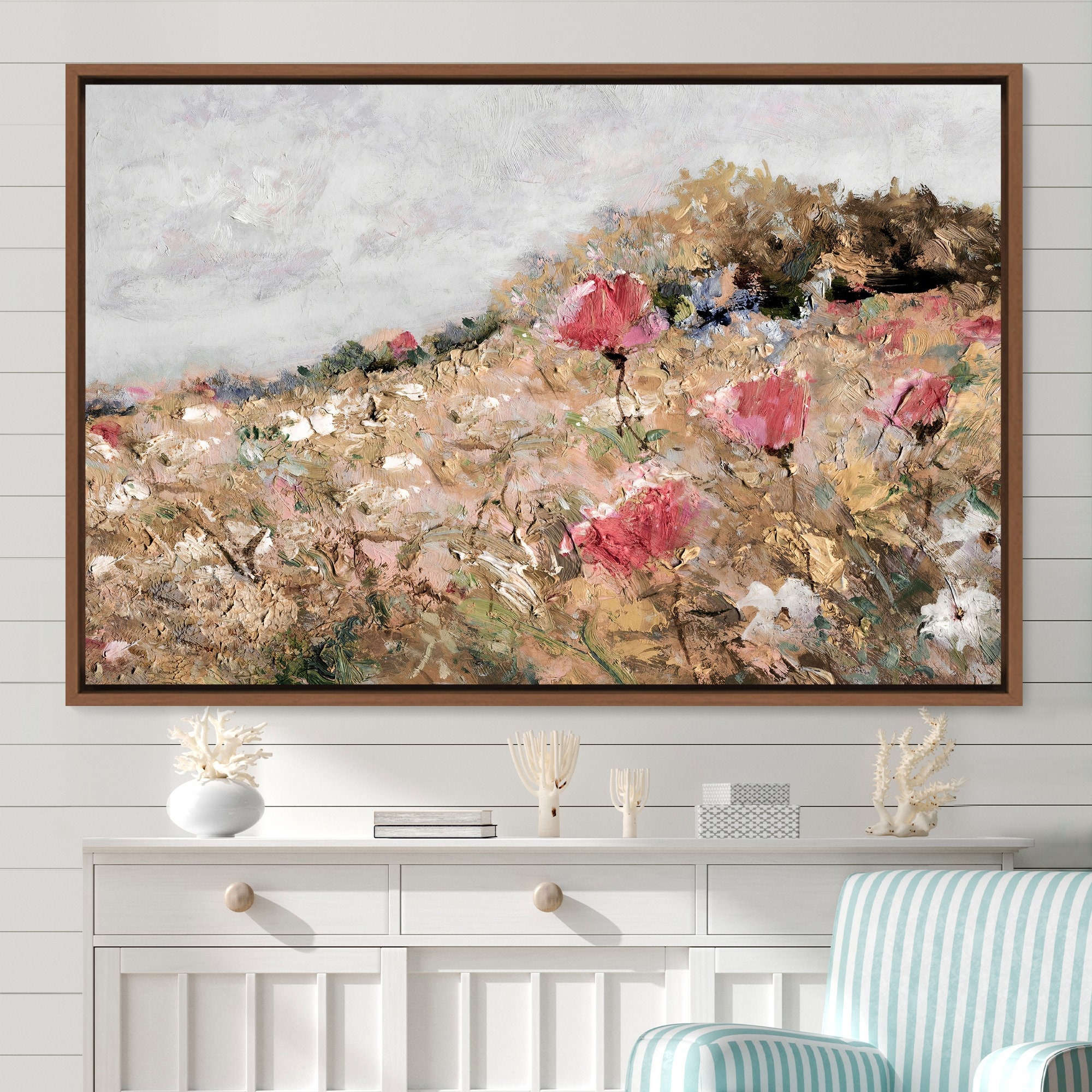 Landscape Wall Art Wildflower Field Oil Painting Large Wall - Inspire ...