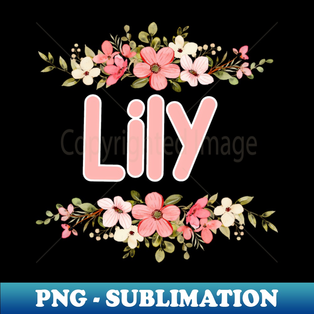 Flower Border Lily Name Label - Unique Sublimation PNG Downl - Inspire ...
