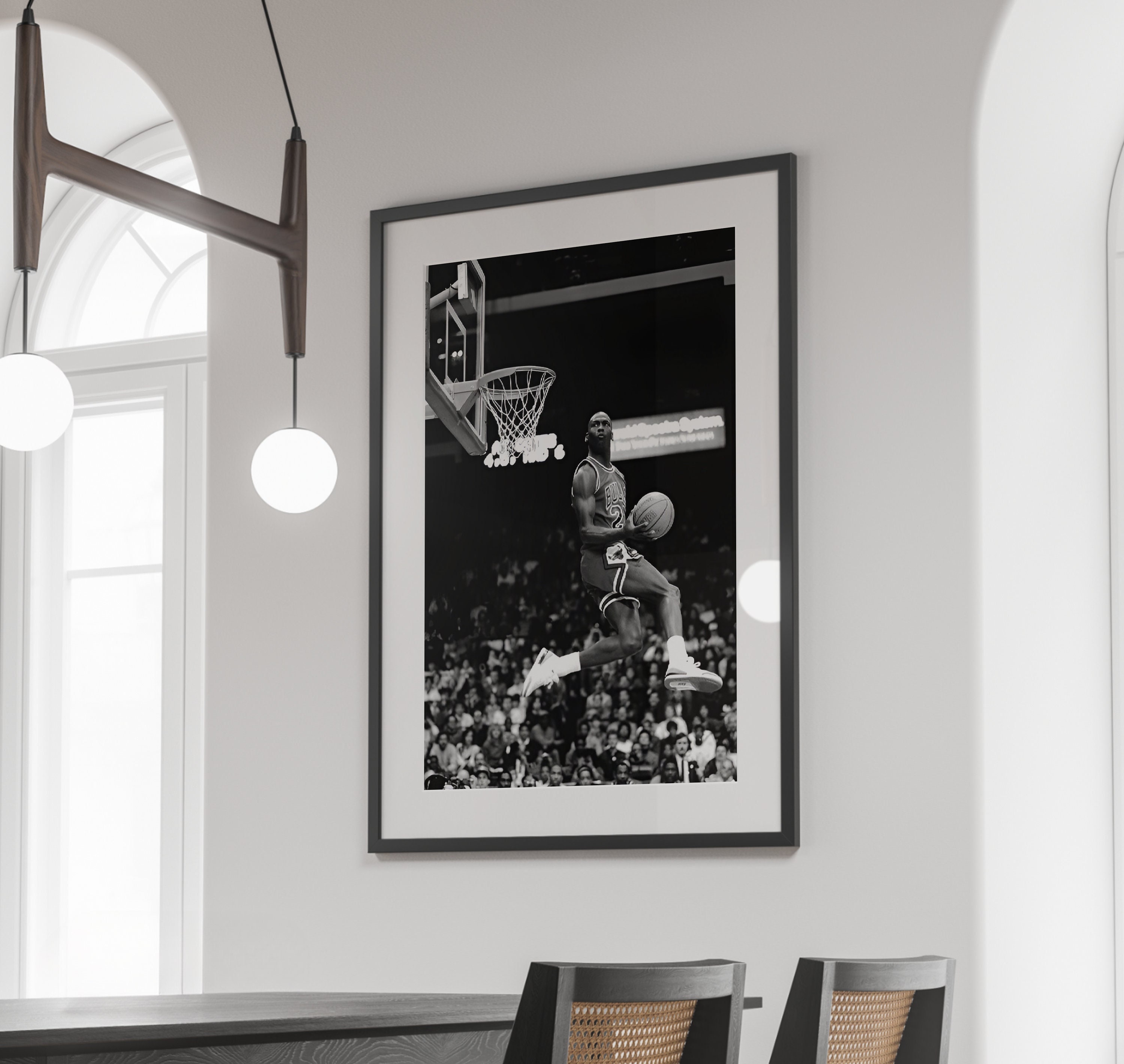 black and white michael jordan photo