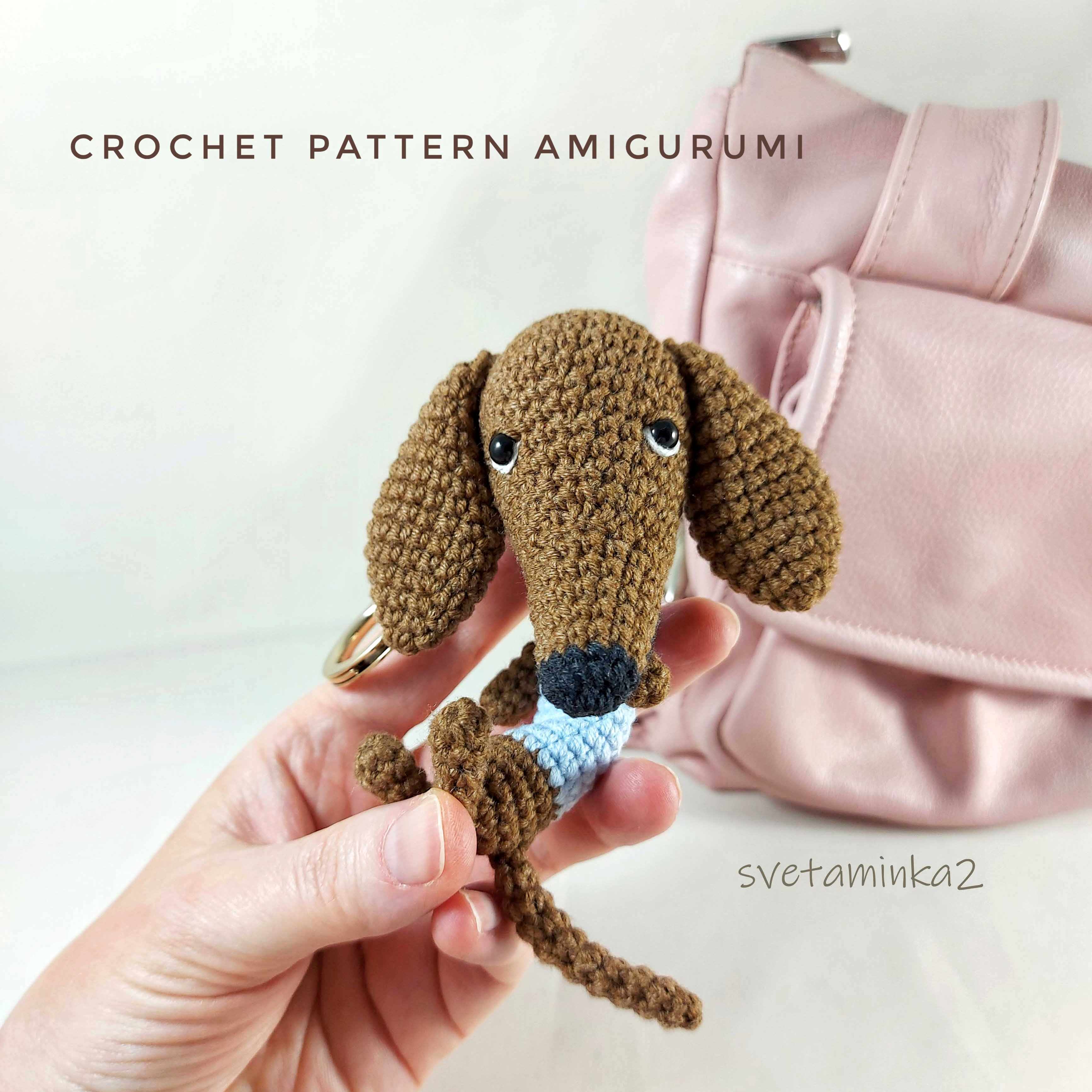 Crochet Dachshund Amigurumi Keychain Dog Pattern, Wiener Dog Inspire