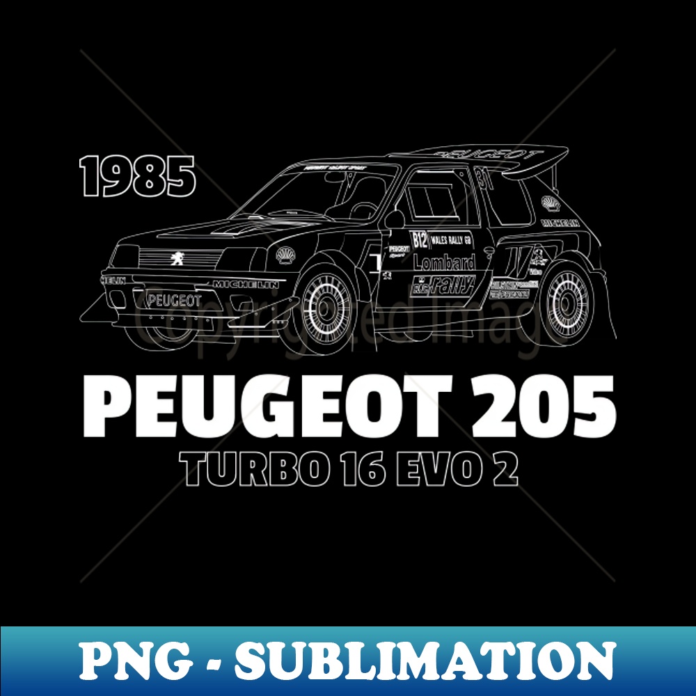 PEUGEOT 205 T16 EVO 2 - Retro PNG Sublimation Digital Downlo | Inspire ...