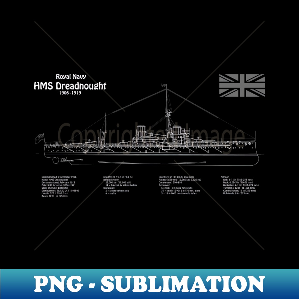 HMS Dreadnought ship plans - AD - PNG Sublimation Digital Do - Inspire ...