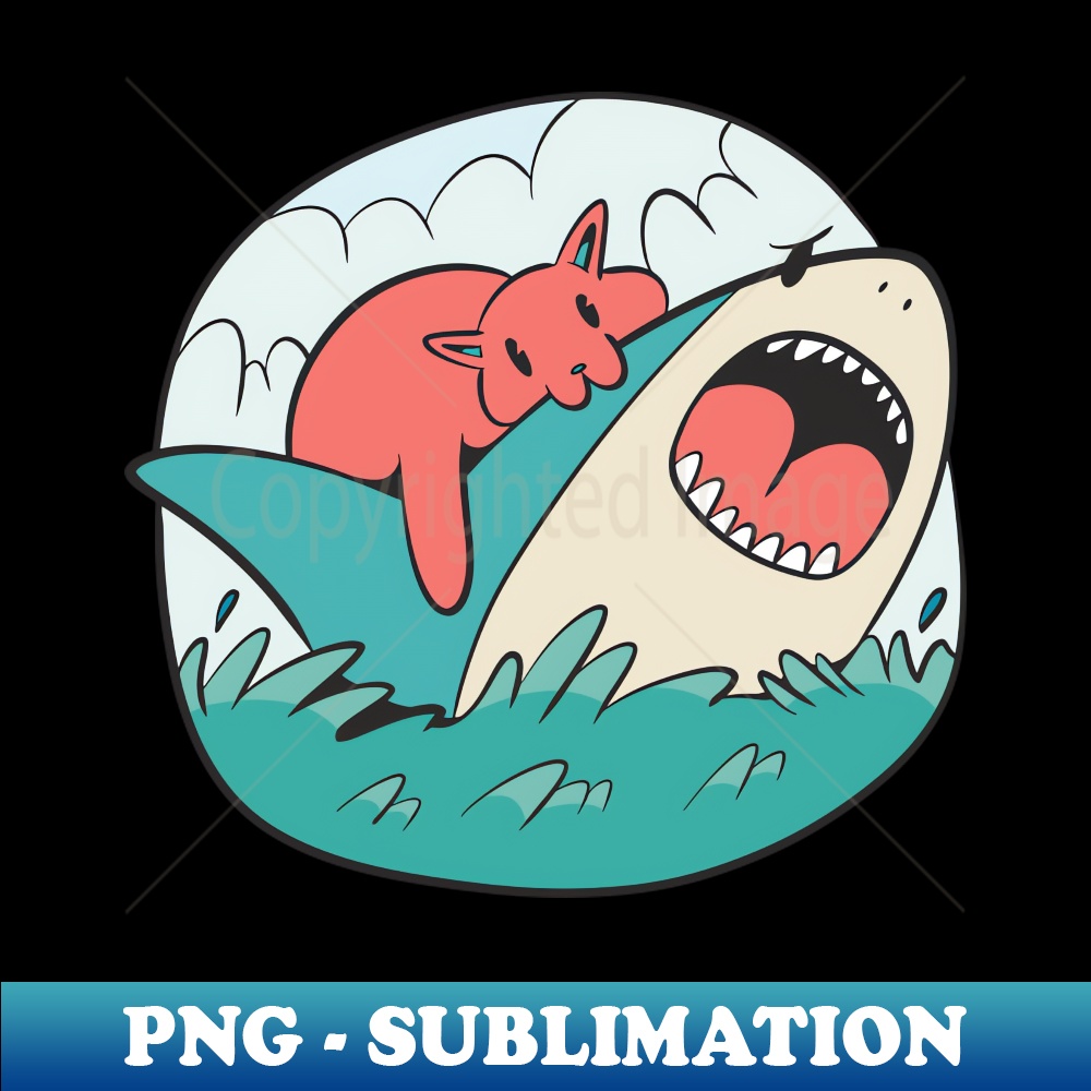 Cat Biting Shark Exclusive PNG Sublimation Download Add Inspire