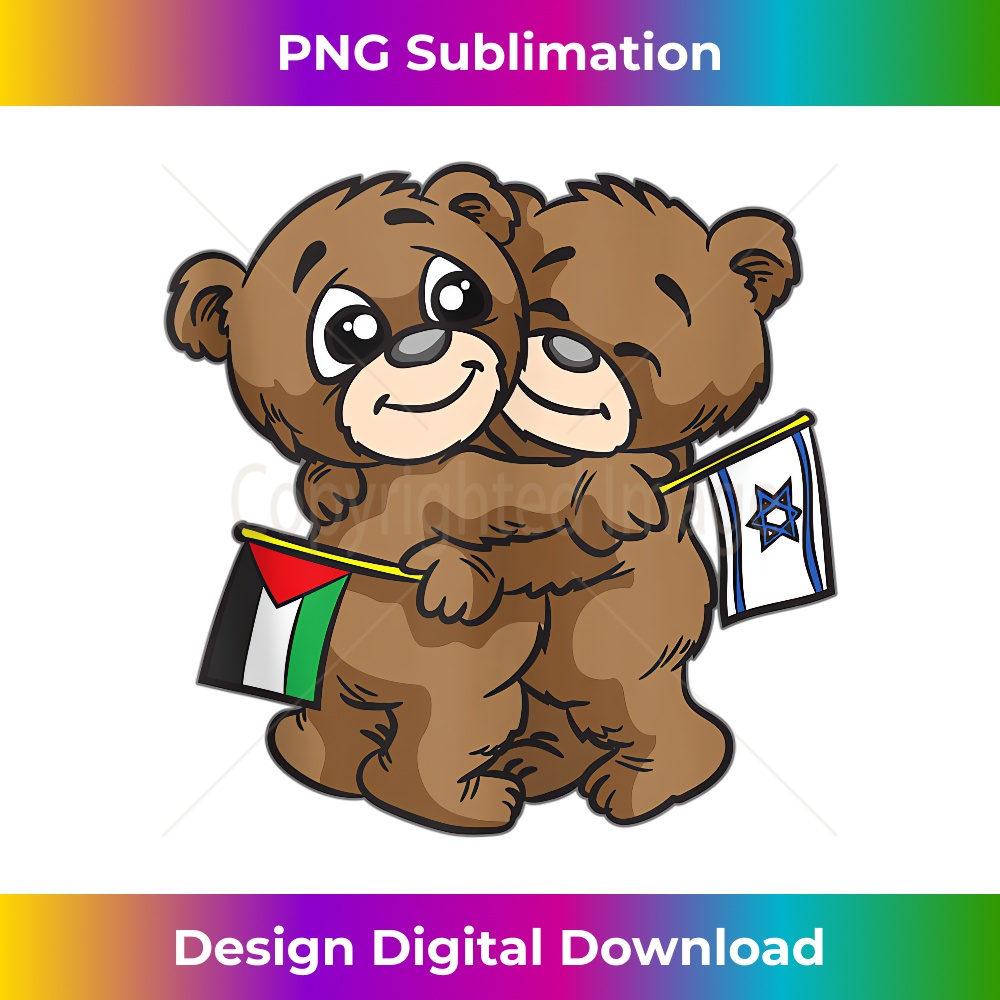 Israel Palestine Peace Friendship Hugging Teddy Tank Top - E - Inspire