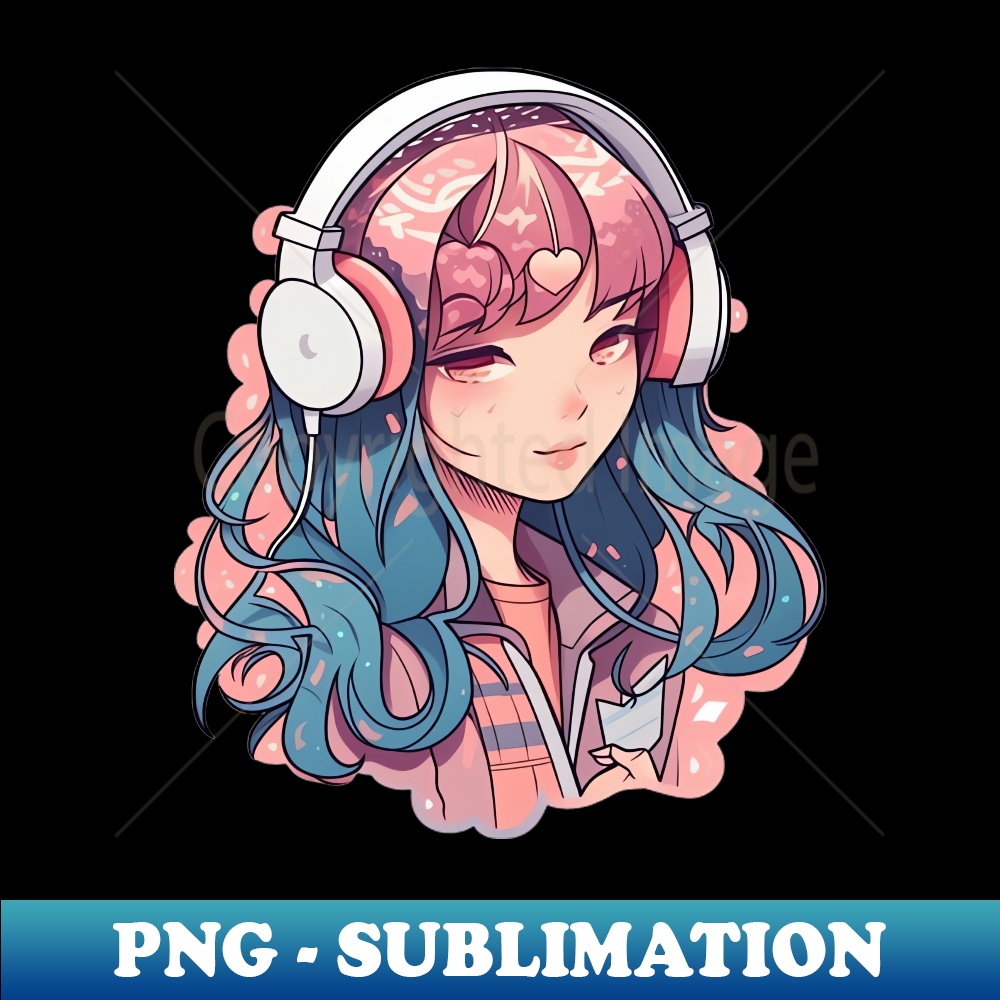 Cute headphone anime girl - PNG Transparent Sublimation File | Inspire ...