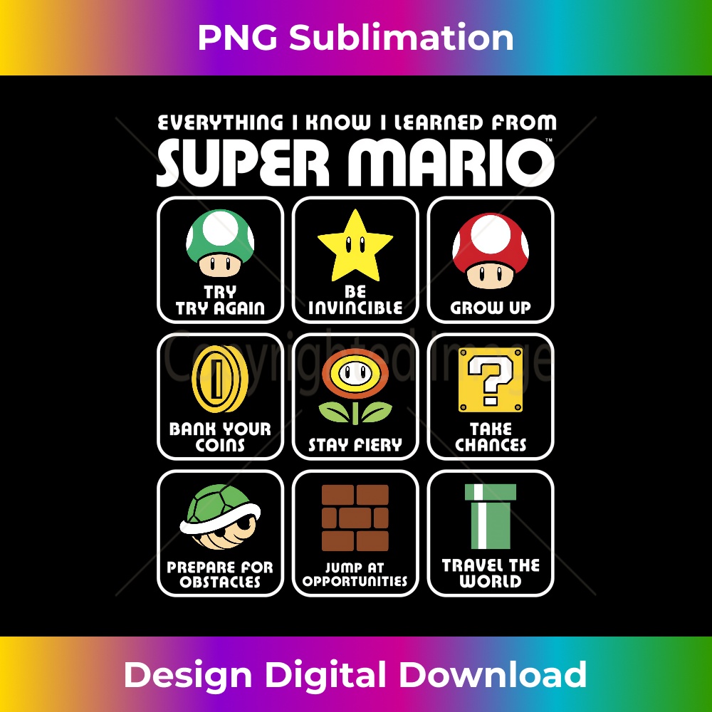 Nintendo Super Mario Life Lessons Icons Long Sleeve Tee Long | Inspire ...