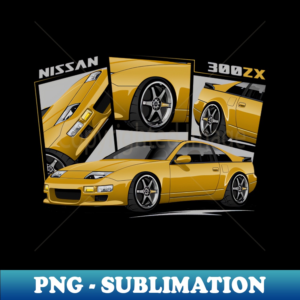 Nissan 300ZX JDM Car Yellow High Resolution PNG Sublimatio Inspire 