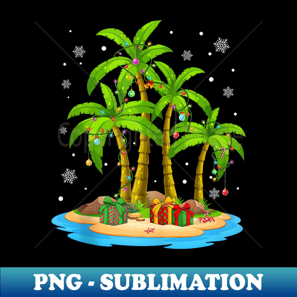 Funny Plam Tree Christmas Lights Tropical Hawaii Xmas Santa Inspire Uplift