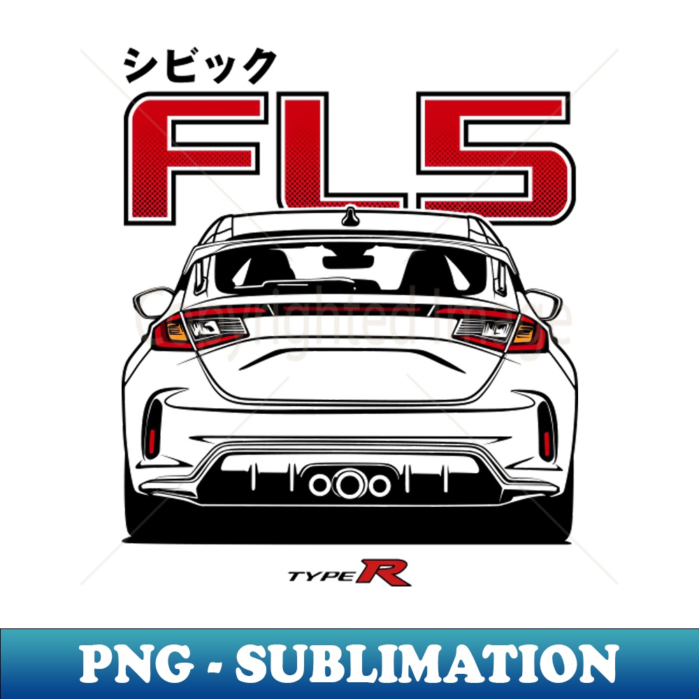 Civic Type R FL5 Black Print - Retro PNG Sublimation Digital | Inspire ...
