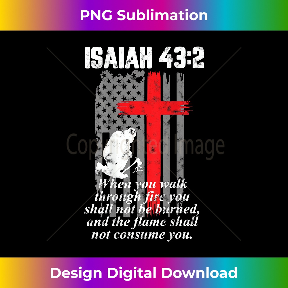 Thin Red Line Firefighter cross Bible Verse American Flag - | Inspire ...