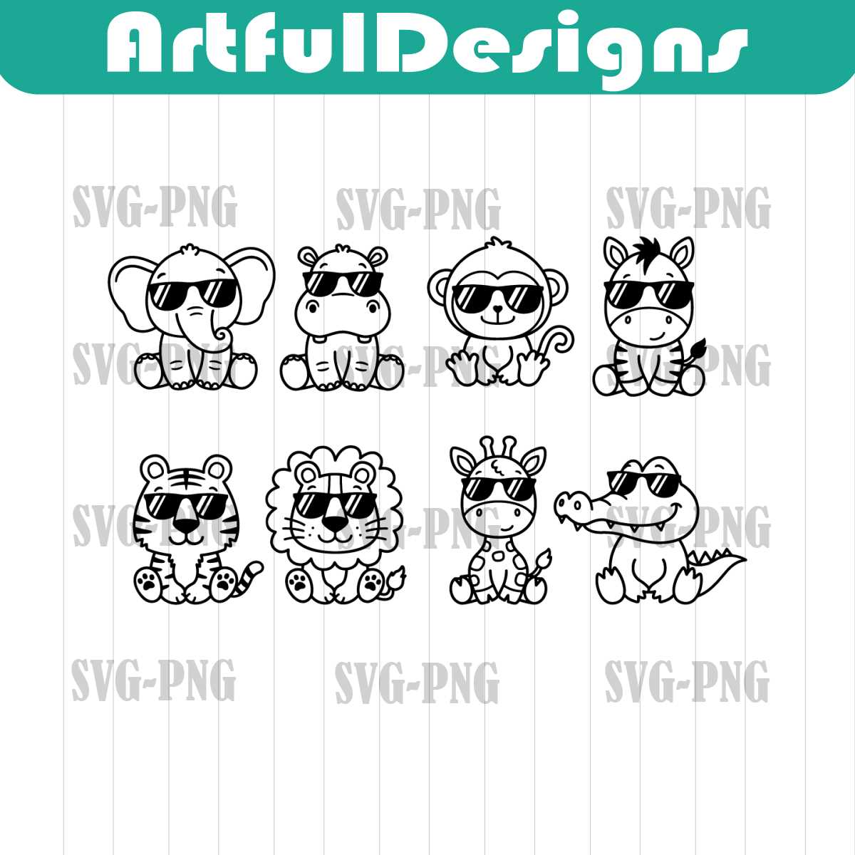 Safari animals with sunglasses SVG cut file Cricut Silhouett | Inspire ...