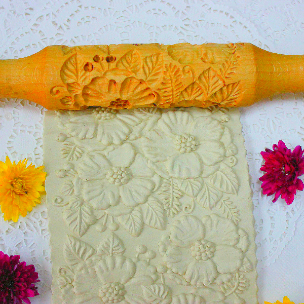 Rolling pins with flowers, Stamp cookie cutter ,a rolling p Inspire