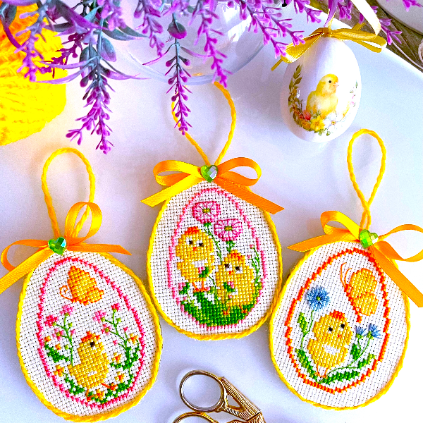 CHICKEN TRIO EASTER EGGS SET of 3 cross stitch pattern PDF b - Inspire ...