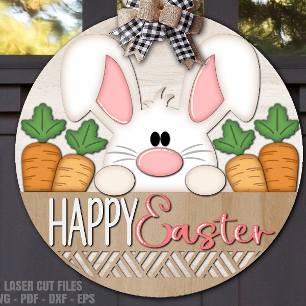 Easter Bunny Door Sign SVG | Laser Cut Files | Welcome Sign | Inspire ...