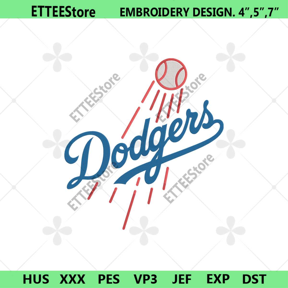 Dodgers MLB Logo Embroidery, Dogers Baseball