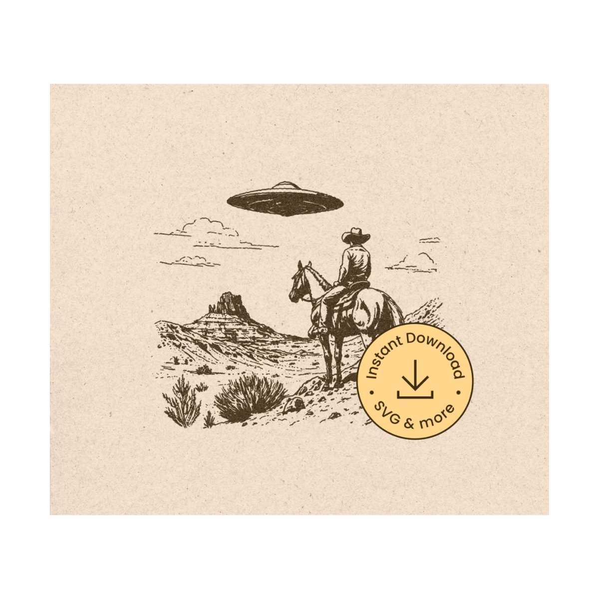 Cowboy UFO SVG Retro Alien Spaceship Vintage Western Horse R | Inspire ...