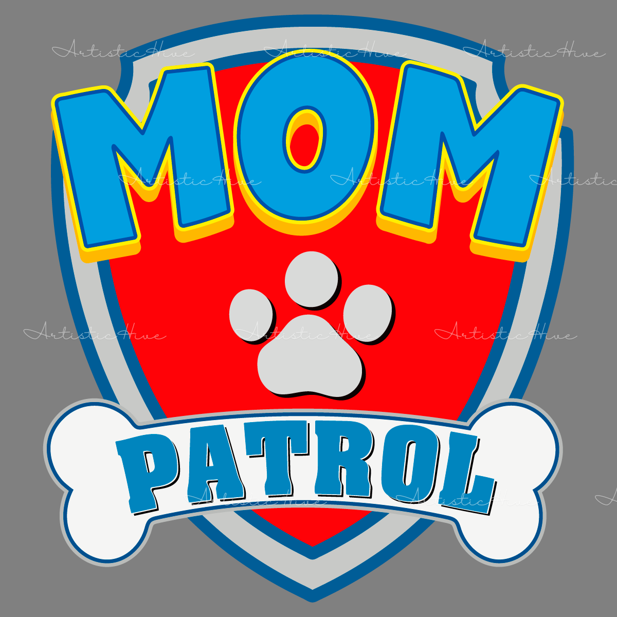 Retro Mom Patrol Dog Paw Cartoon SVG Digital Download Files | Inspire ...