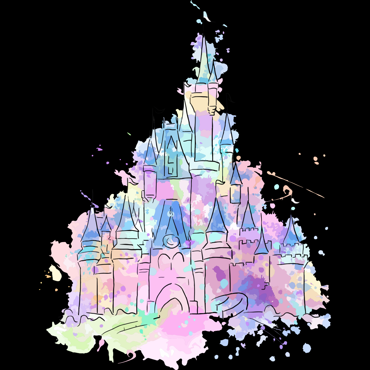 Magic Kingdom Watercolor Castle Png Digital Download Files - Inspire Uplift