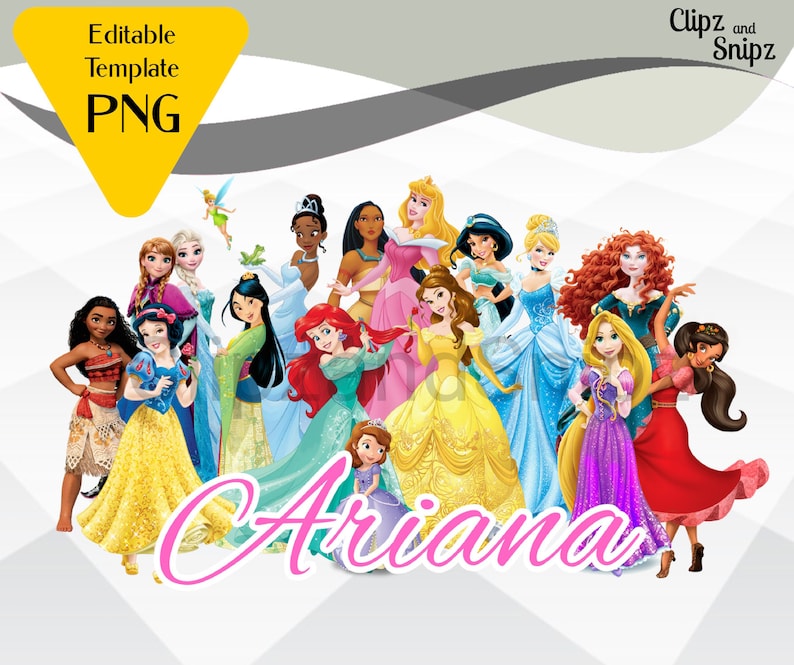 Editable Princess PNG, Princess Birthday Shirt Iron On with | Inspire ...