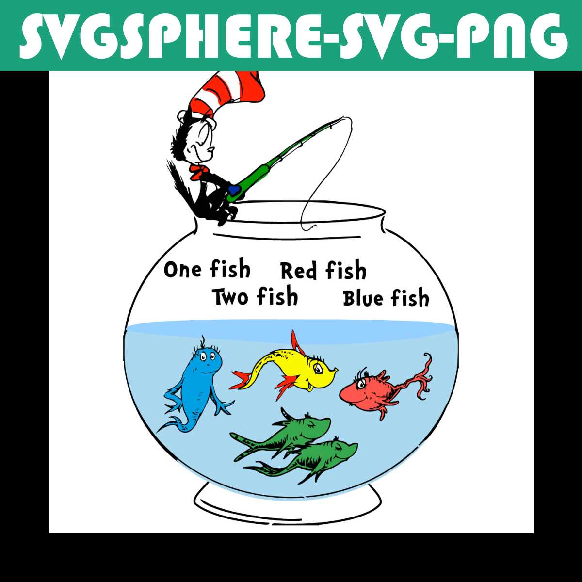 Dr Seuss One Fish Two Fish Blue Fish Red Fish Svg, Dr Seuss | Inspire ...