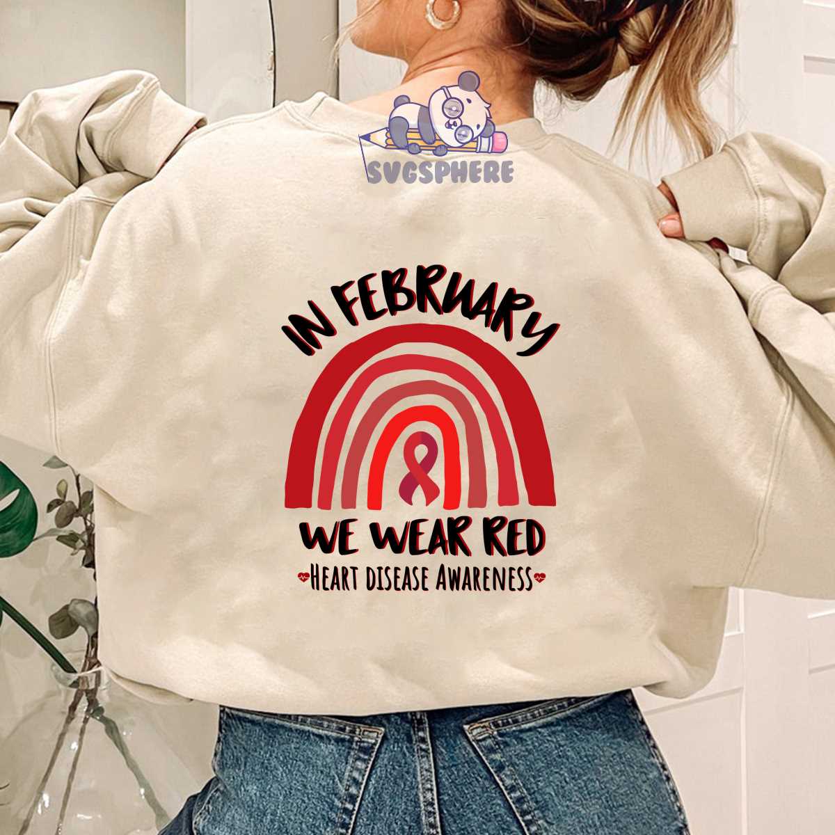 In February We Wear Red Ribbon SVG | Inspire Uplift
