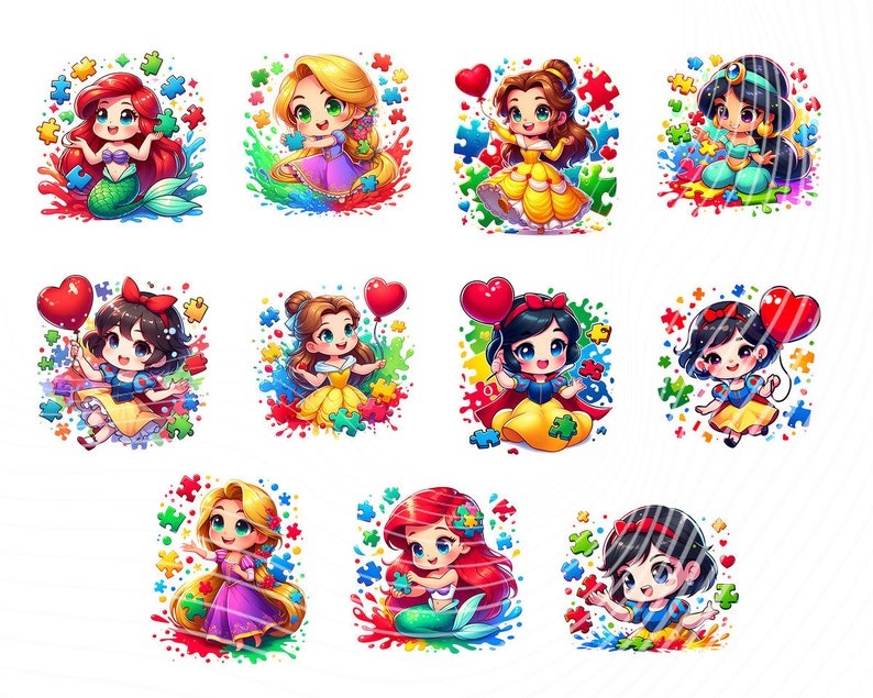 Bundle Princess Autism Png, Cartoon Autism Png, Bundle Autis | Inspire ...