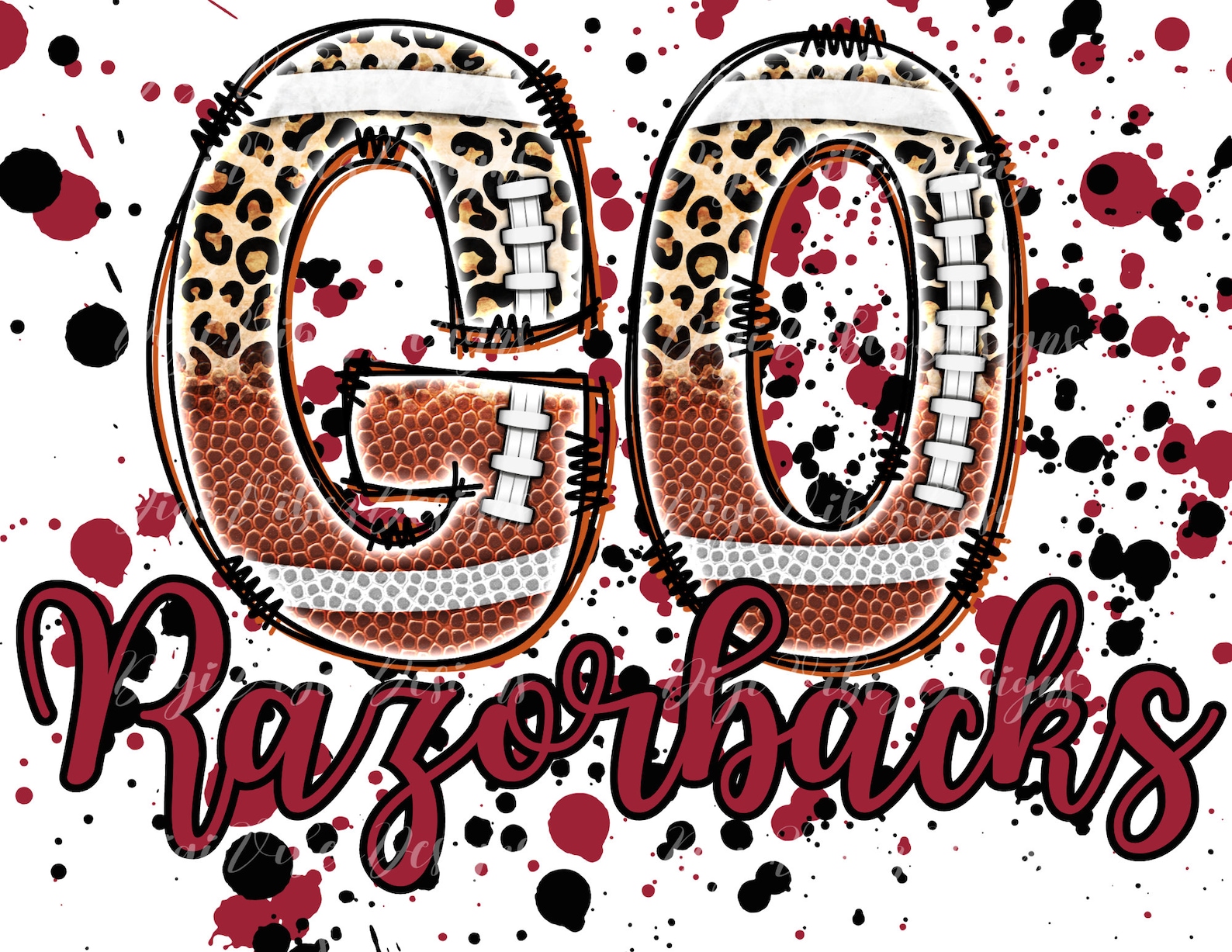 Leopard Football Splatter Go Razorbacks PNG Instant Digital | Inspire ...