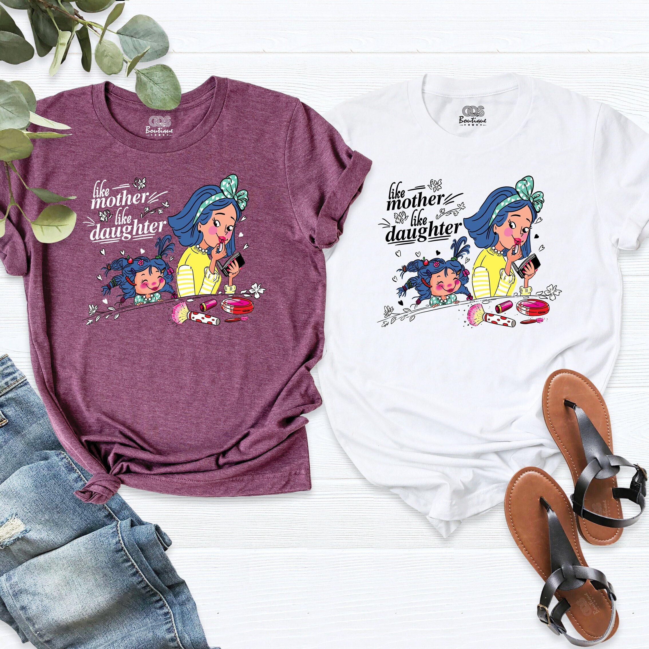 Gold Like Mother Like Daughter Matching T Shirt Mom Friends