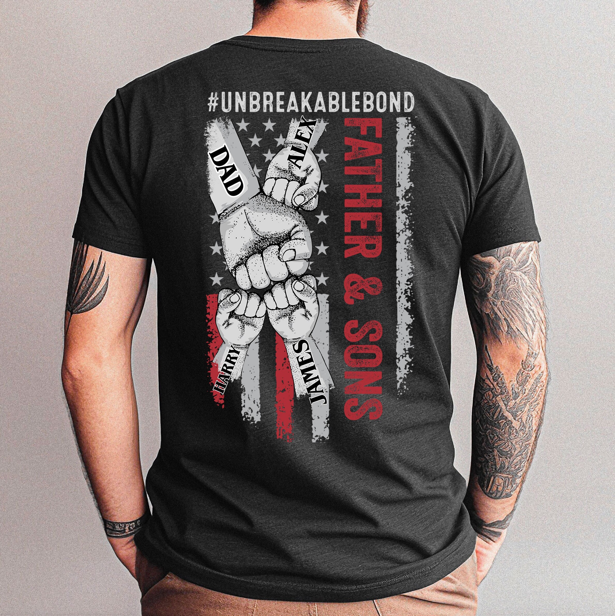 Personalized Father And Sons Hand With Kids Name Shirt, Fath - Inspire ...