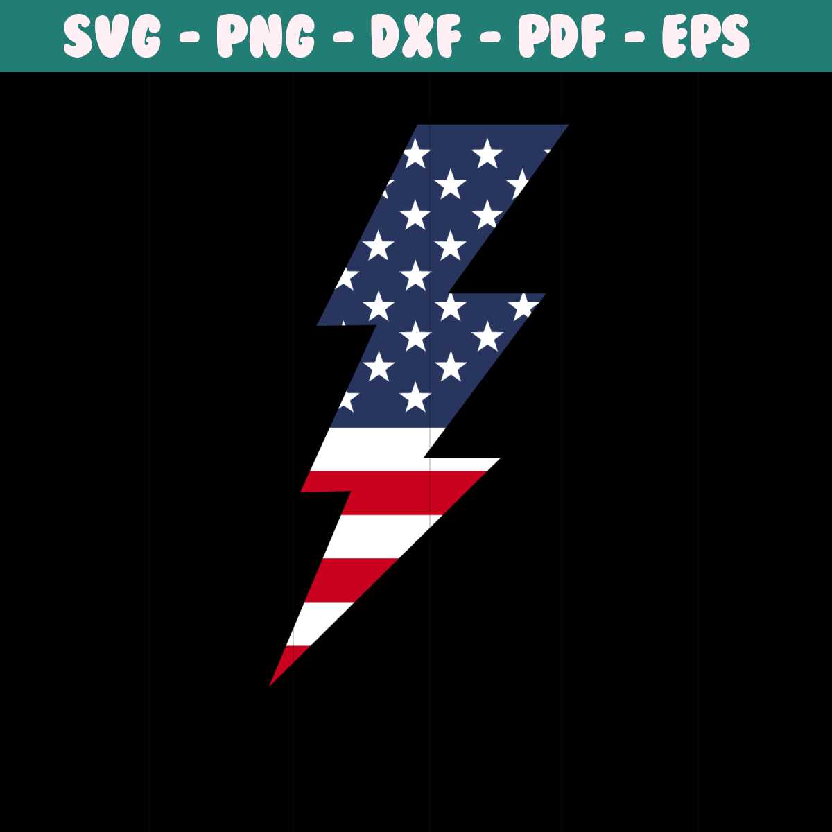 American Flag Lightning Bolt Svg, USA Flag Thunder Svg, 4th Inspire