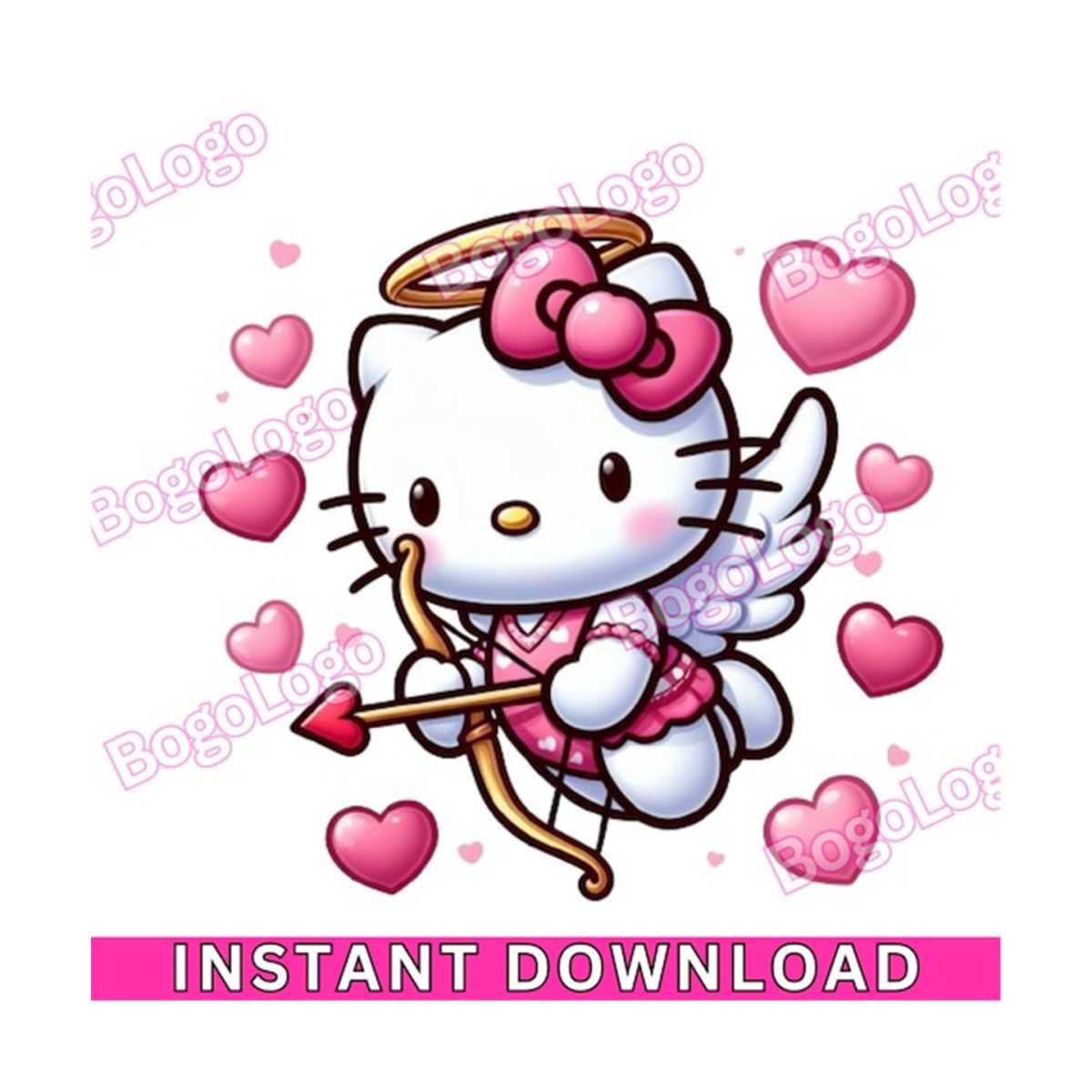 Hello Cupid Pink Kitty PNG | Pink Bow | Cupid Pink Hearts | | Inspire ...
