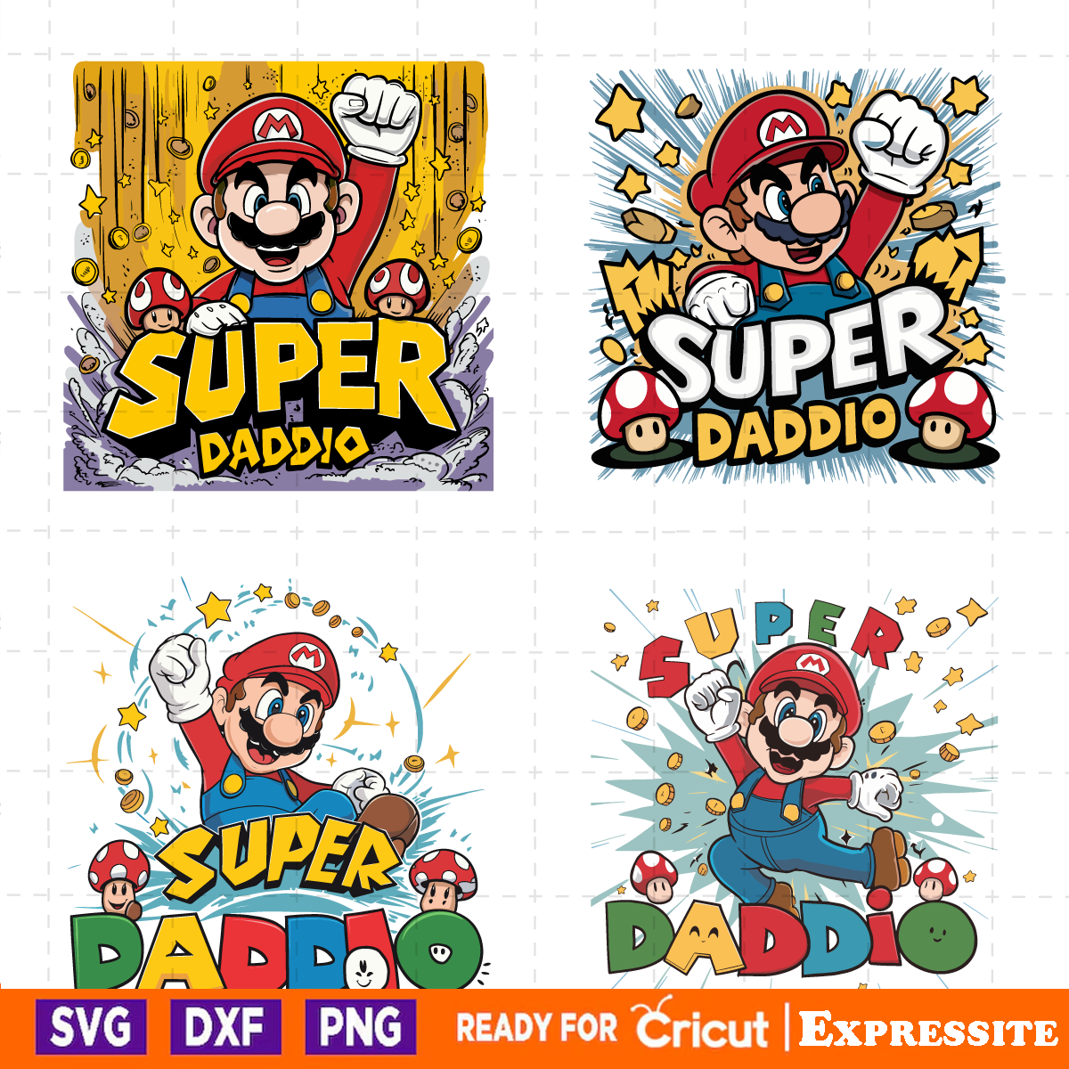 Super Daddio Mario Happy Fathers Day SVG Bundle | Inspire Uplift