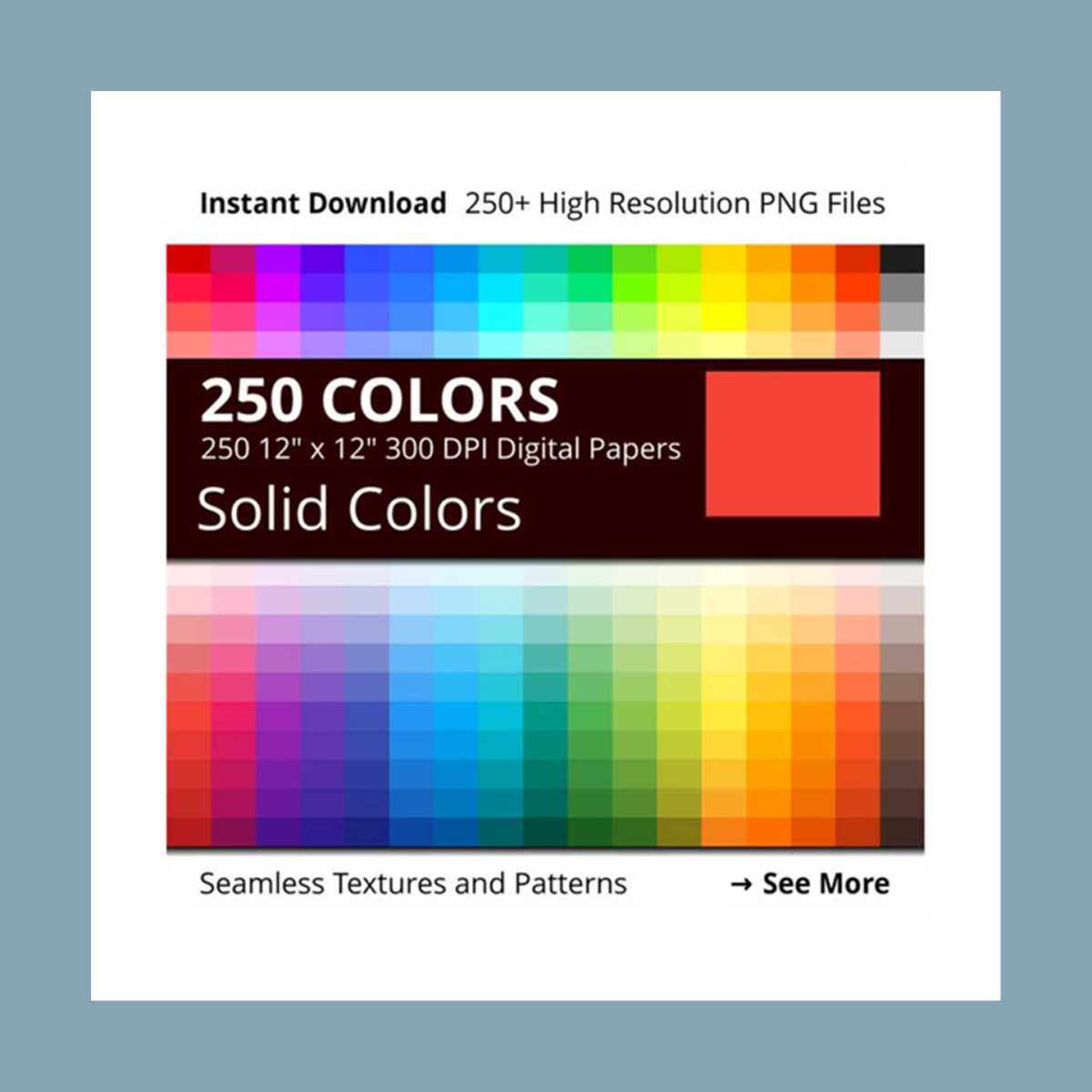 Solid Colors Digital Paper Pack, 250 Colors Scrapbook Paper - Inspire ...