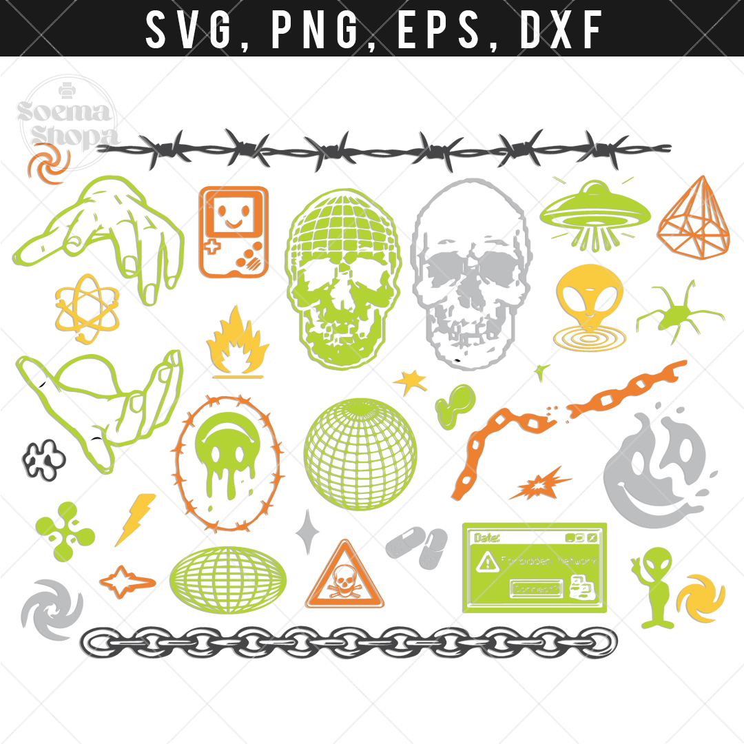 Y2k Icon collect 2 SVG Clipart, The Year 2000 SVG, Retro Ico | Inspire ...