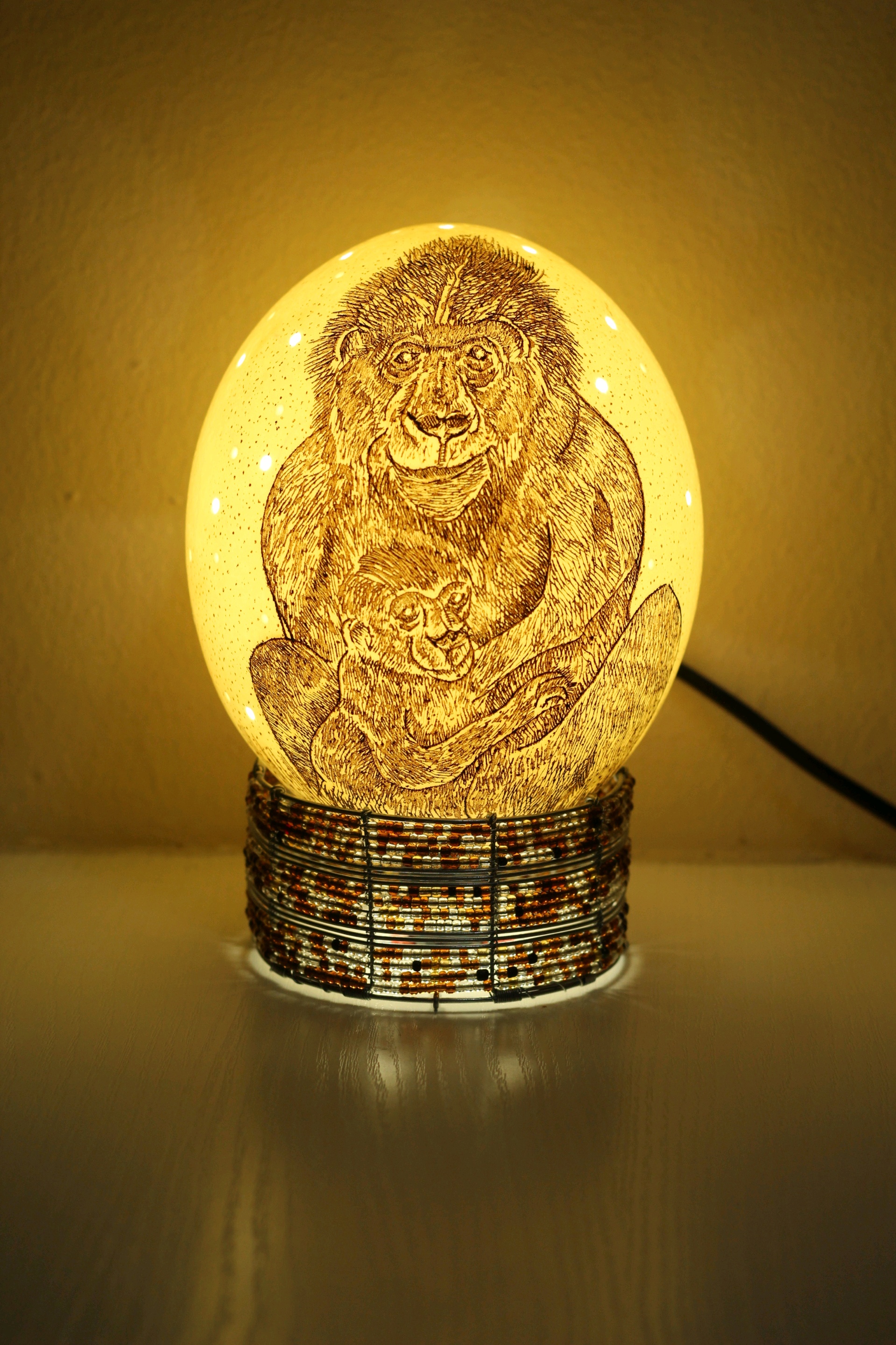Scrimshaw Carved Gorilla Mother child Authentic Ostrich Eg Inspire Scrimshaw Carved Gorilla Mother child Authentic Ostrich Eg Inspire