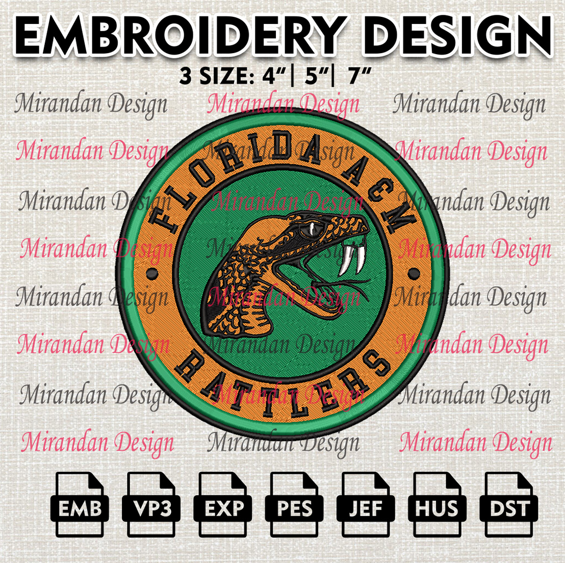 NCAA Florida A&M Rattlers Embroidery Design, Machine Embroid - Inspire ...