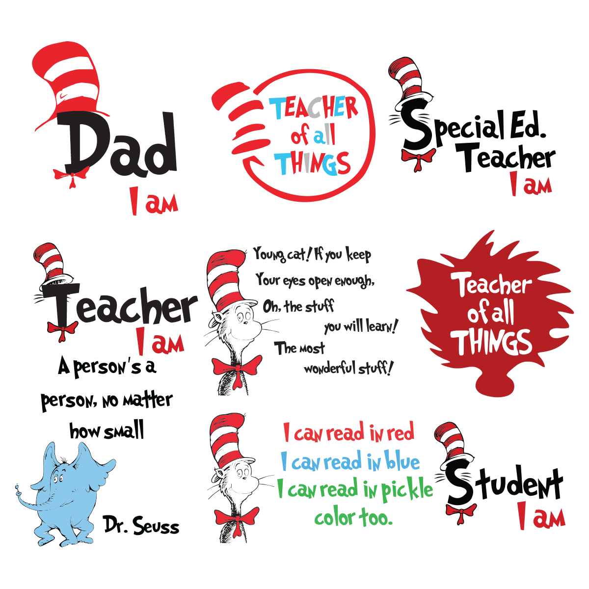 Dr Seuss The Cat In The Hat Bundle Svg, Dr Seuss Svg, Dr Seu - Inspire ...