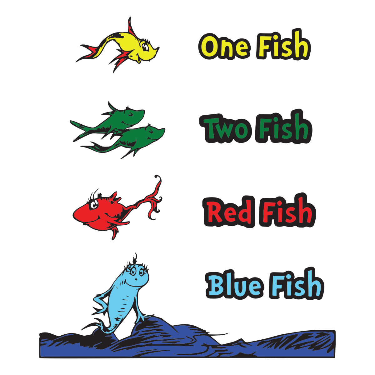 One Fish Two Fish Red Fish Blue Fish Svg, Dr Seuss Svg, Dr S - Inspire ...