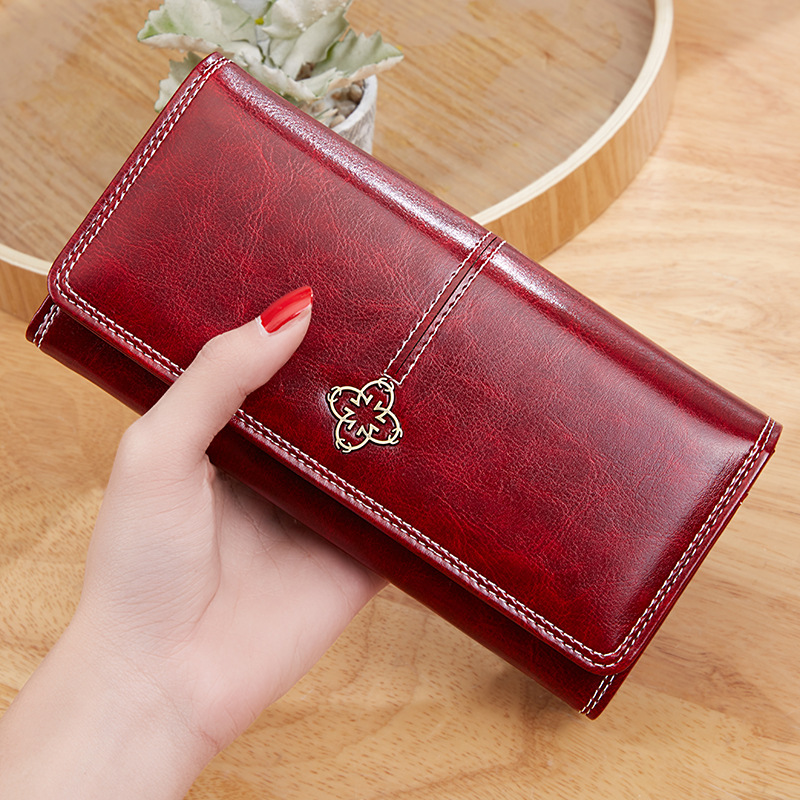 Luxury Leather Women's Long Wallet Fashionable Purses with Card Holder Money Bag & Handbag for Women