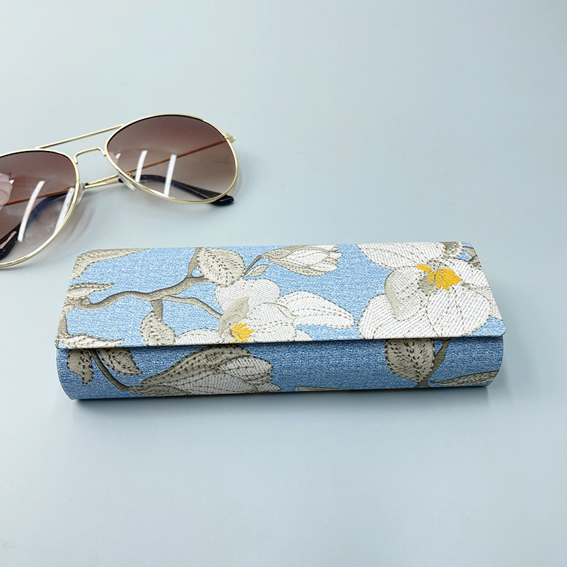 Chinese Style Embroidery Glasses Storage Case for Women & Students