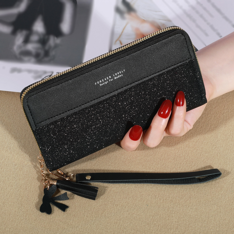 Fashion Zipper Wallet for Women Leather Wallet with Coin and Card Holder Long Wallet Tote Bag for Stylish Organization