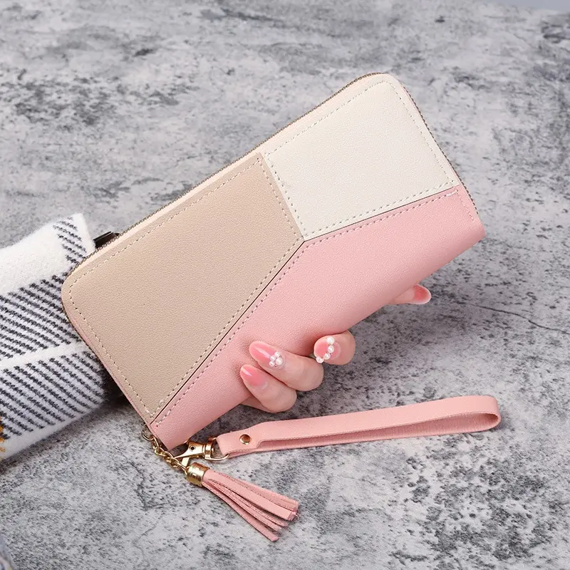 Elegant Womens Long Wallet Zipper Leather Card Holder with Large Capacity