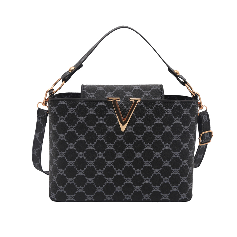 Vintage Mini PU Leather Tote Bag with Geometric Pattern & Hardware Lock Womens Shoulder Crossbody Purse