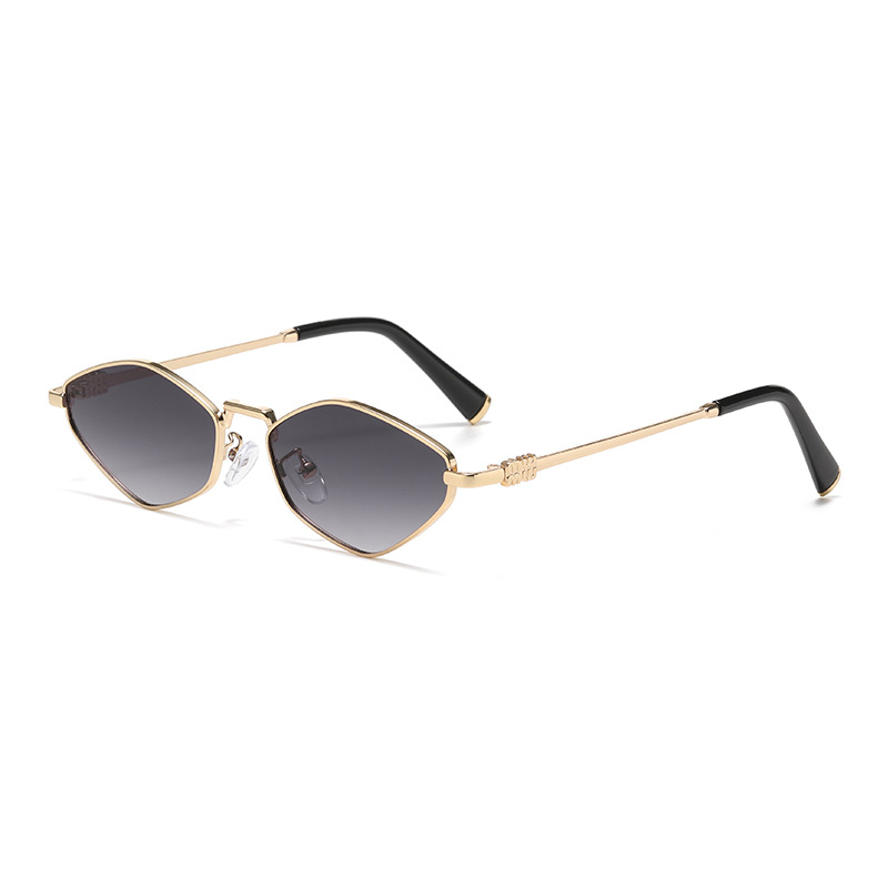 Rhombus Shaped Metal Sunglasses for Women with UV Protection Street Photography Ready